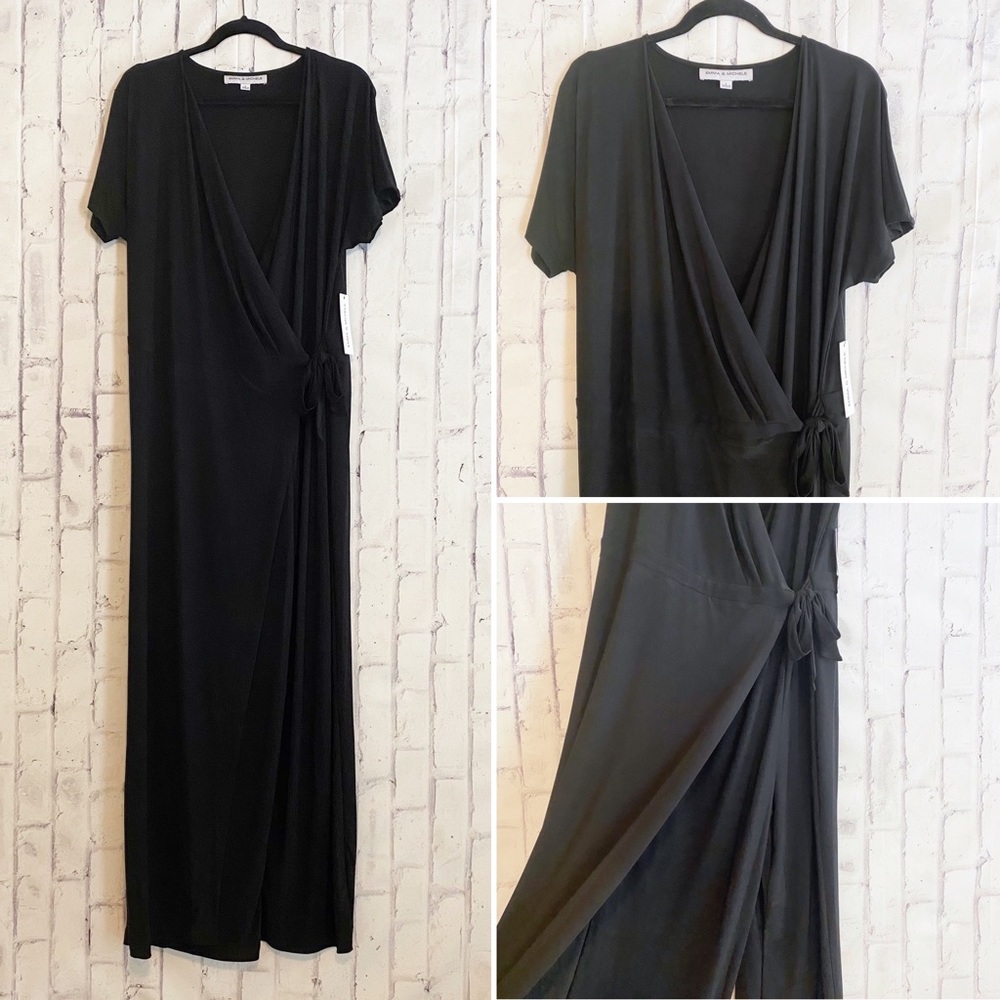 NWT Black Plant Faux Wrap Jumpsuit